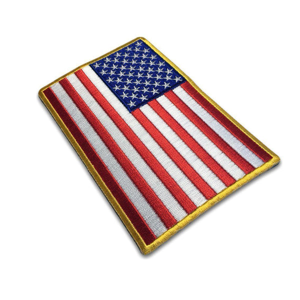 5" American US Flag Yellow Border Patch - PATCHERS Iron on Patch