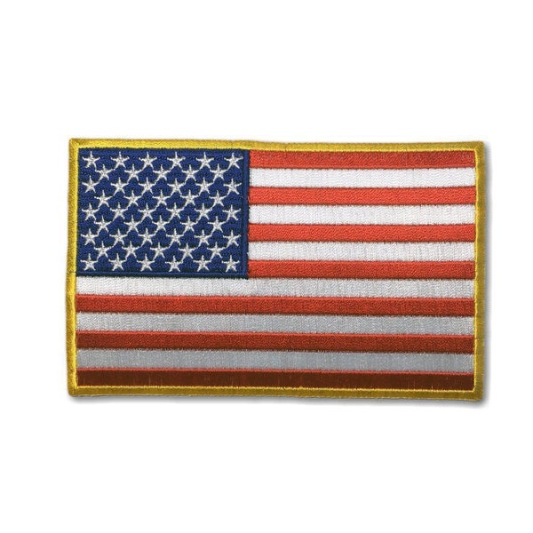 5" American US Flag Yellow Border Patch - PATCHERS Iron on Patch