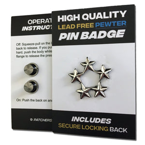 5 Star Pewter Pin Badge - PATCHERS Pin Badge