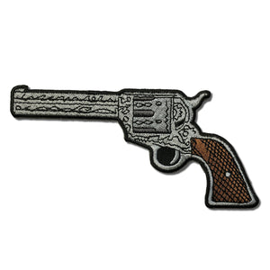 6 Shooter Pistol Gun Facing Left Patch - PATCHERS Iron on Patch