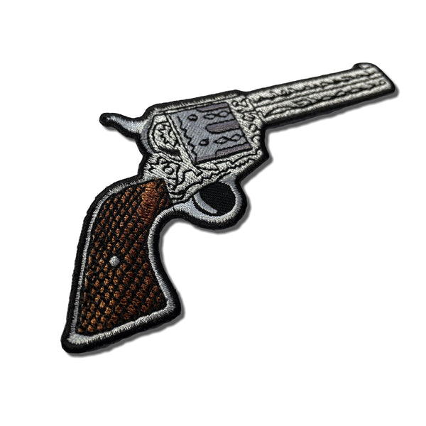 6 Shooter Pistol Gun Facing Right Patch - PATCHERS Iron on Patch