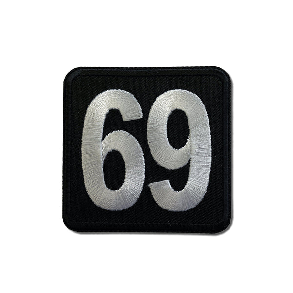 69 Black White Square Patch - PATCHERS Iron on Patch