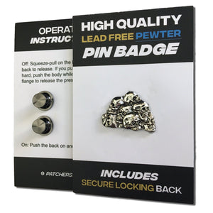 7 Skull Pewter Pin Badge - PATCHERS Pin Badge
