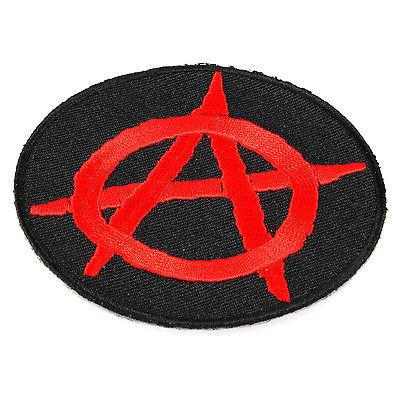 Anarchy Symbol Red on Black Patch - PATCHERS Iron on Patch