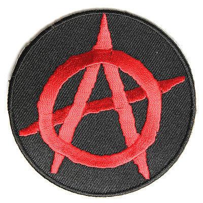 Anarchy Symbol Red on Black Patch - PATCHERS Iron on Patch