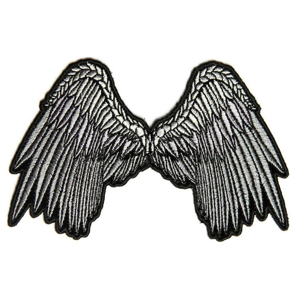 Angel Wings Silver Grey Patch - PATCHERS Iron on Patch