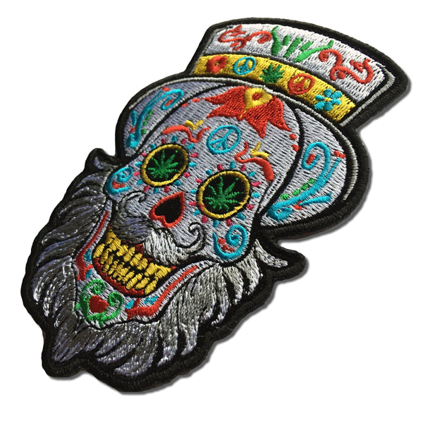 Bearded Sugar Skull Patch - PATCHERS Iron on Patch