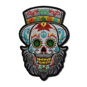 Bearded Sugar Skull Patch - PATCHERS Iron on Patch