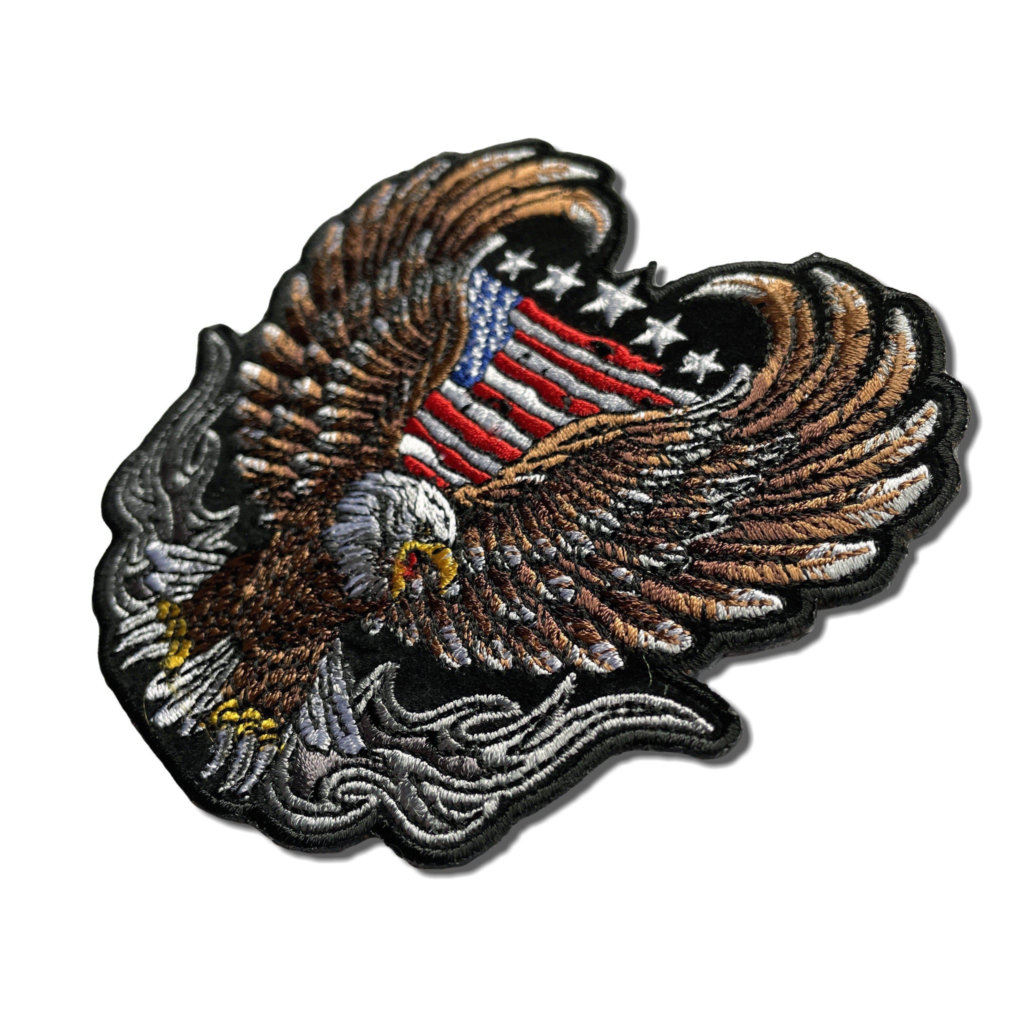 Embroidered Biker Eagle US Flag Iron on Sew on Patch – PATCHERS