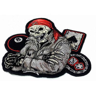 Biker Guy Skull 8 Ball Ace Dice Patch - PATCHERS Iron on Patch