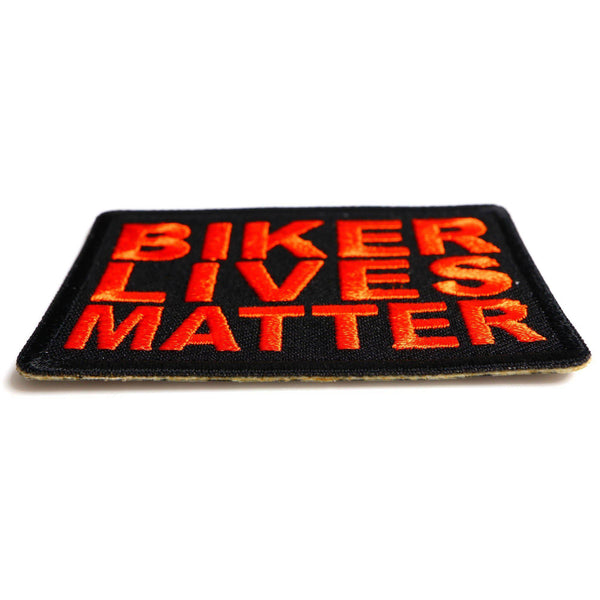 Biker Lives Matter Orange on Black Patch - PATCHERS Iron on Patch
