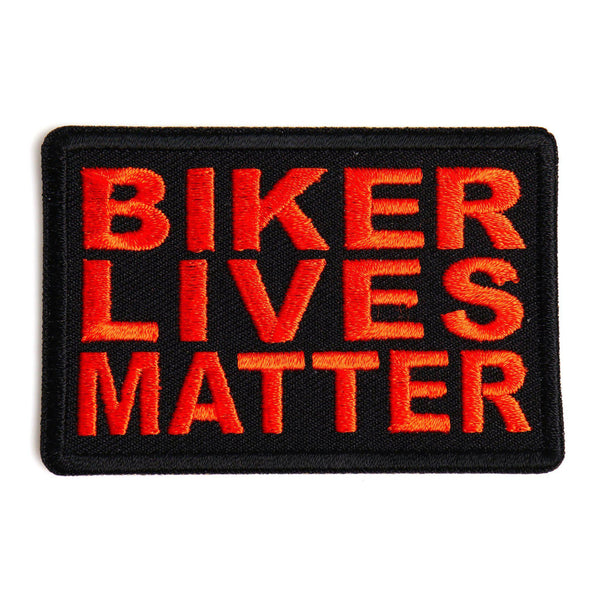 Biker Lives Matter Orange on Black Patch - PATCHERS Iron on Patch