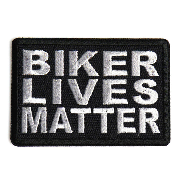 Biker Lives Matter White on Black Patch - PATCHERS Iron on Patch