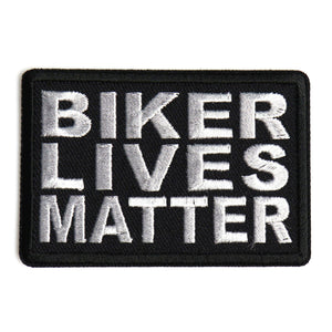 Biker Lives Matter White on Black Patch - PATCHERS Iron on Patch