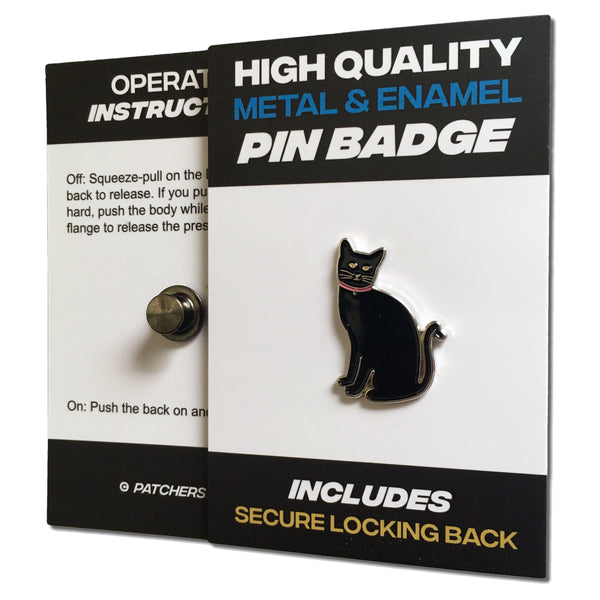 Black Cat Pin Badge - PATCHERS Pin Badge