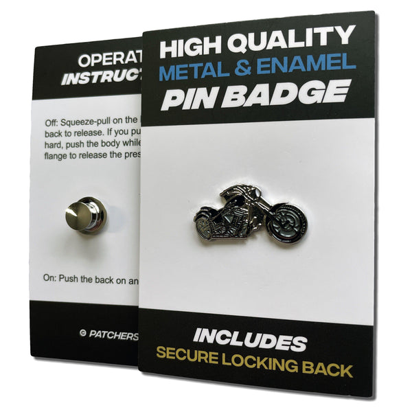 Black Chopper Pin Badge - PATCHERS Pin Badge