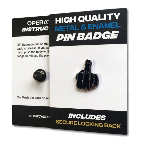 Black Finger Pin Badge - PATCHERS Pin Badge