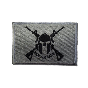 Black & Grey Molon Labe Spartan Crossed Rifles Patch - PATCHERS Iron on Patch