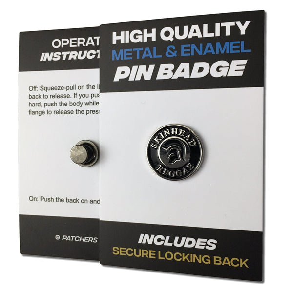 Black Skinhead Reggae Pin Badge - PATCHERS Pin Badge