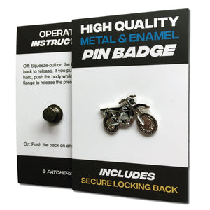 Black Trials Motocross Bike Pin Badge - PATCHERS Pin Badge