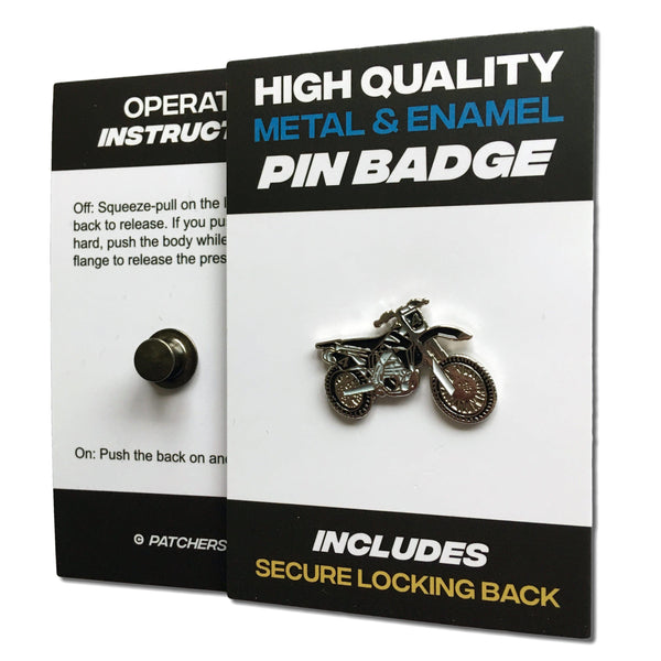 Black Trials Motocross Bike Pin Badge - PATCHERS Pin Badge