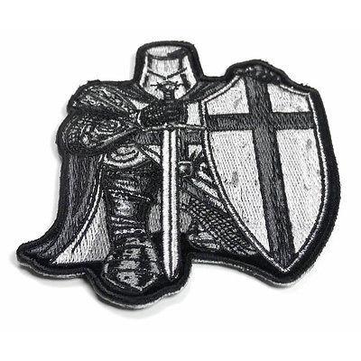 Black & White Crusader Knight Patch - PATCHERS Iron on Patch