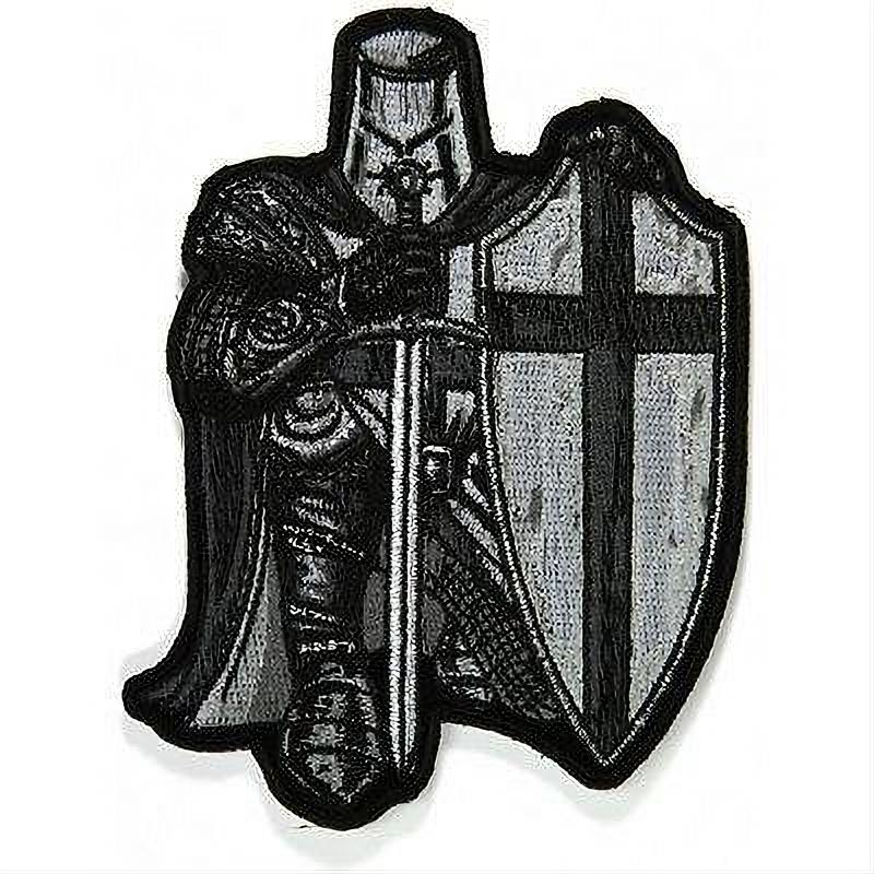 Embroidered Black & White Crusader Knight Iron on Sew on Patch – PATCHERS