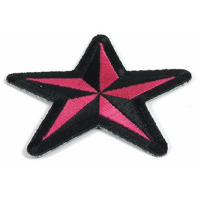 Black and Pink Nautical Star Patch - PATCHERS Iron on Patch