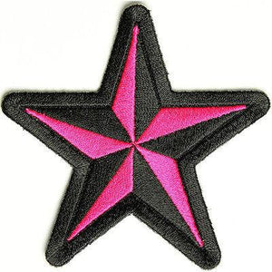 Black and Pink Nautical Star Patch - PATCHERS Iron on Patch