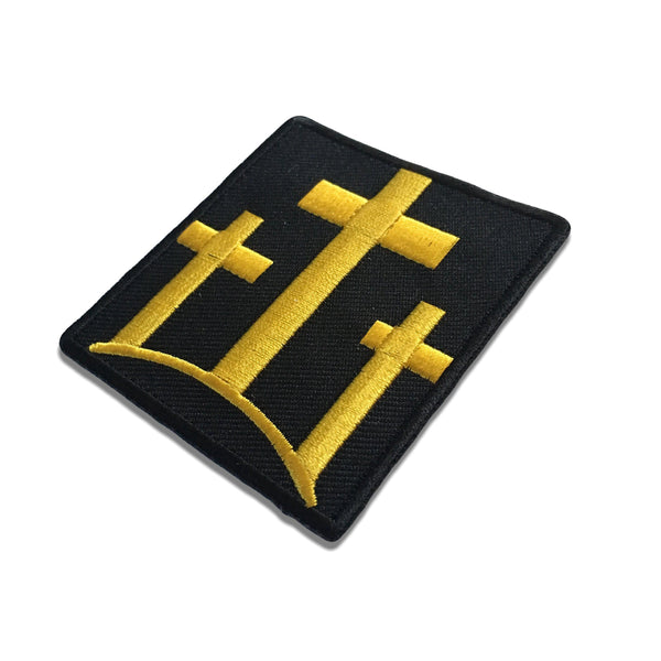 Black and Yellow Three Crosses Patch - PATCHERS Iron on Patch
