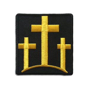 Black and Yellow Three Crosses Patch - PATCHERS Iron on Patch