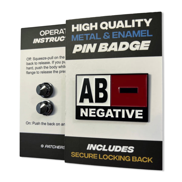 Blood Type AB NEGATIVE Pin Badge - PATCHERS Pin Badge