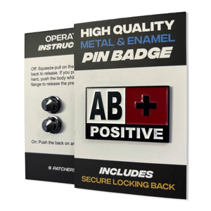 Blood Type AB POSITIVE Pin Badge - PATCHERS Pin Badge