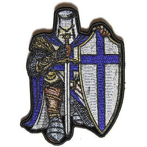 Blue Crusader Knight Christian Patch - PATCHERS Iron on Patch