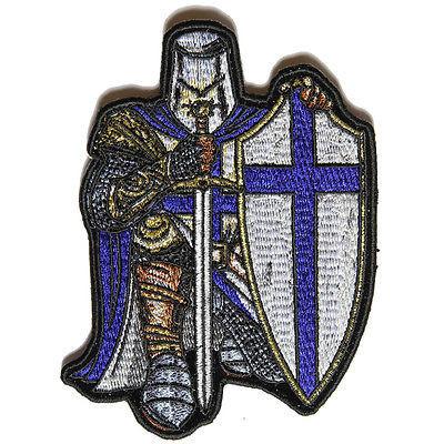 Blue Crusader Knight Christian Patch - PATCHERS Iron on Patch