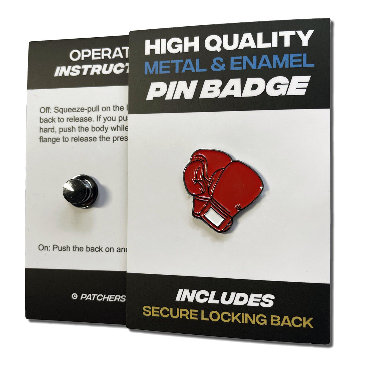 Metal & Enamel Boxing Gloves Pin Badge with Secure Locking Back – PATCHERS