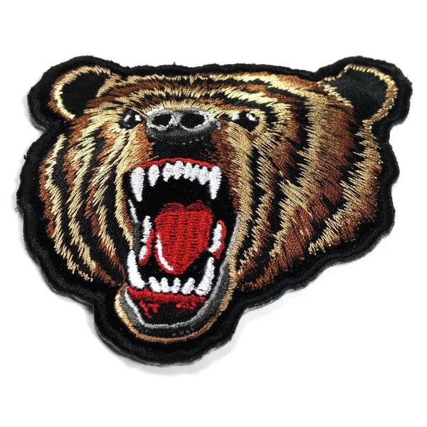 Brown Grizzly Bear Face Patch - PATCHERS Iron on Patch
