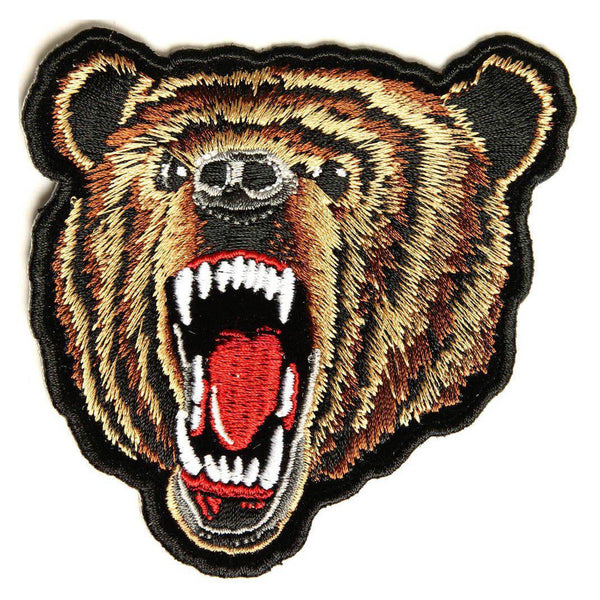 Brown Grizzly Bear Face Patch - PATCHERS Iron on Patch