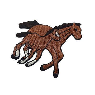 Brown Horse & Foal Equestrian Animal Patch - PATCHERS Iron on Patch