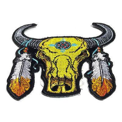 Buffalo Head Feathers Patch - PATCHERS Iron on Patch