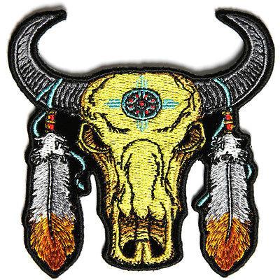 Buffalo Head Feathers Patch - PATCHERS Iron on Patch