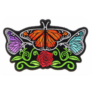 Butterflies and Rose Flower Patch - PATCHERS Iron on Patch