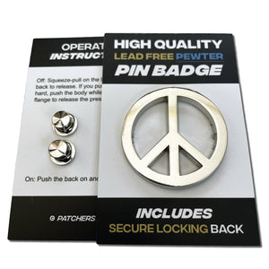 CND Peace Sign 3D Polished Pewter Pin Badge - PATCHERS Pin Badge