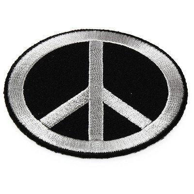 CND Symbol Peace Grey on Black Patch - PATCHERS Iron on Patch