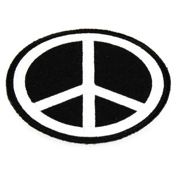 CND Symbol Peace White on Black Patch - PATCHERS Iron on Patch