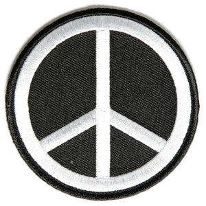 CND Symbol Peace White on Black Patch - PATCHERS Iron on Patch