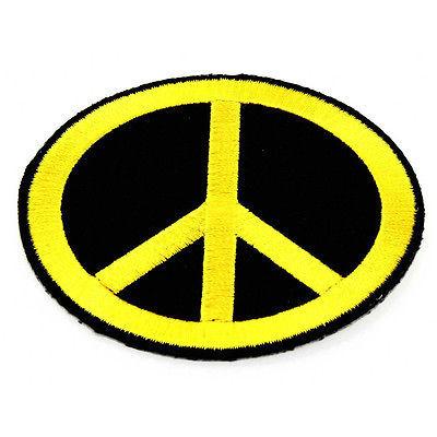 CND Symbol Peace Yellow on Black Patch - PATCHERS Iron on Patch