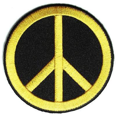 CND Symbol Peace Yellow on Black Patch - PATCHERS Iron on Patch