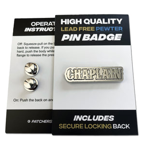 Chaplain 3D Polished Pewter Pin Badge - PATCHERS Pin Badge