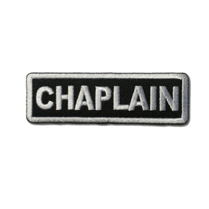 Chaplain White on Black Patch - PATCHERS Iron on Patch